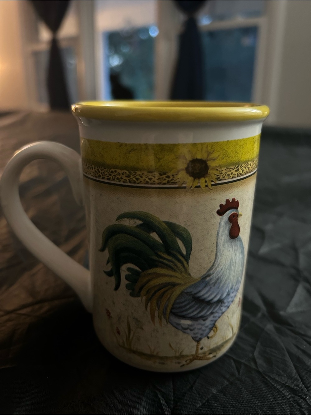 Gibson Rooster Ceramic Mug with Yellow Trim